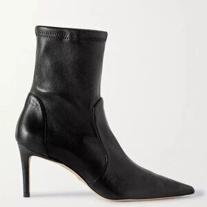 $650 STUART WEITZMAN 85 STRETCH BOOTIE SPAIN LEATHER BLACK POINTY 9  (PB45)